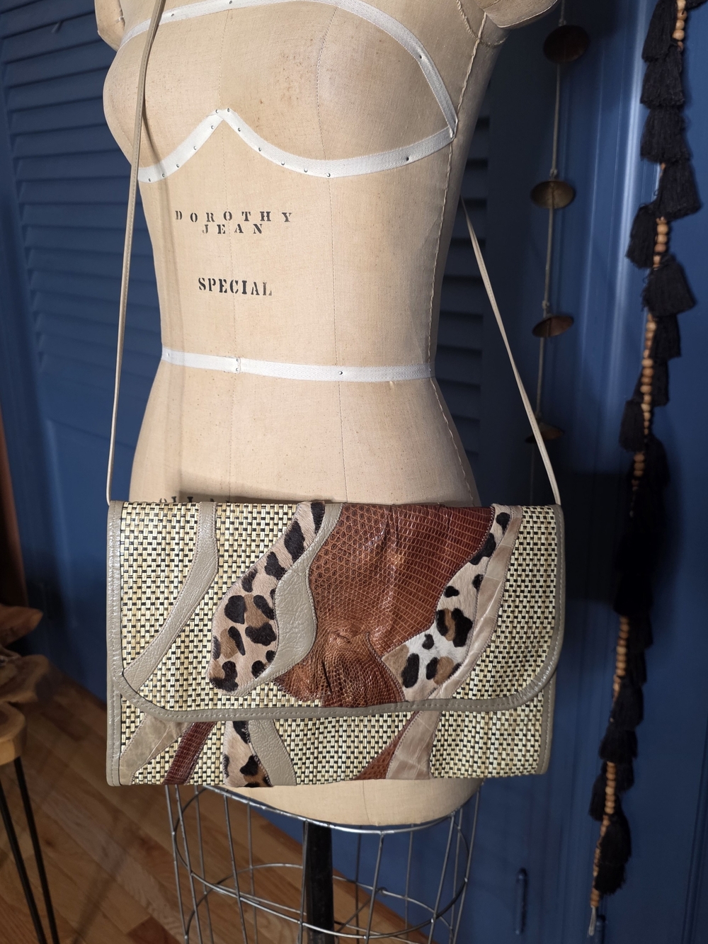 Rare Vintage Carlos Falchi Patchwork Clutch / Shoulder Bag - Mint Condition